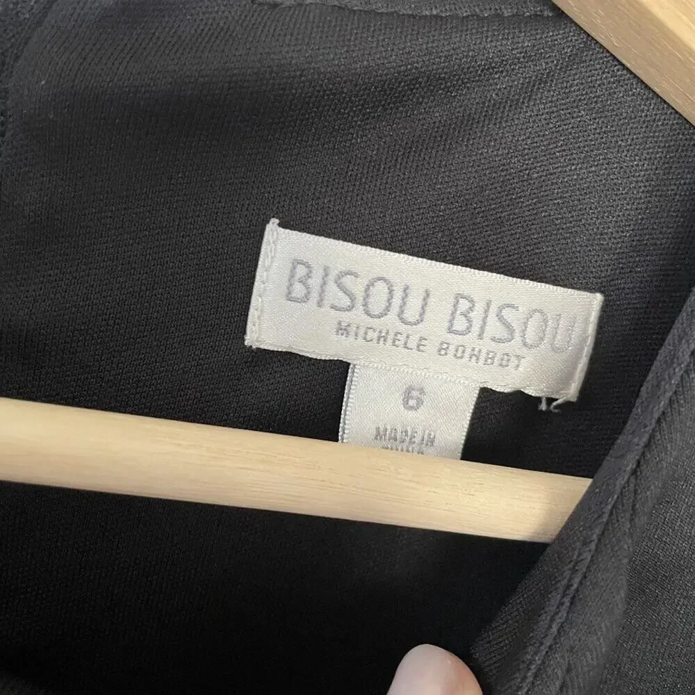 Bisou Bisou Michelle Bonbot black sleeveless midi dress formal size 6 classic